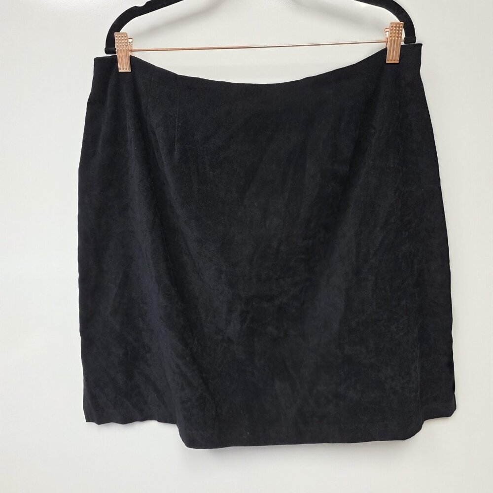 Bentley Plus Skirt Womens 22 Black Microfiber Short Pencil Zip Lined Stretch